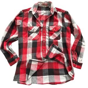 Five Brother Plaid Flannel Shirt Tallman L Red Black Vintage Grunge Garage Work
